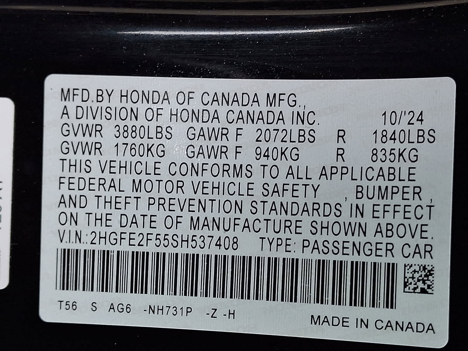 Certified 2025 Honda Civic Sport image 27