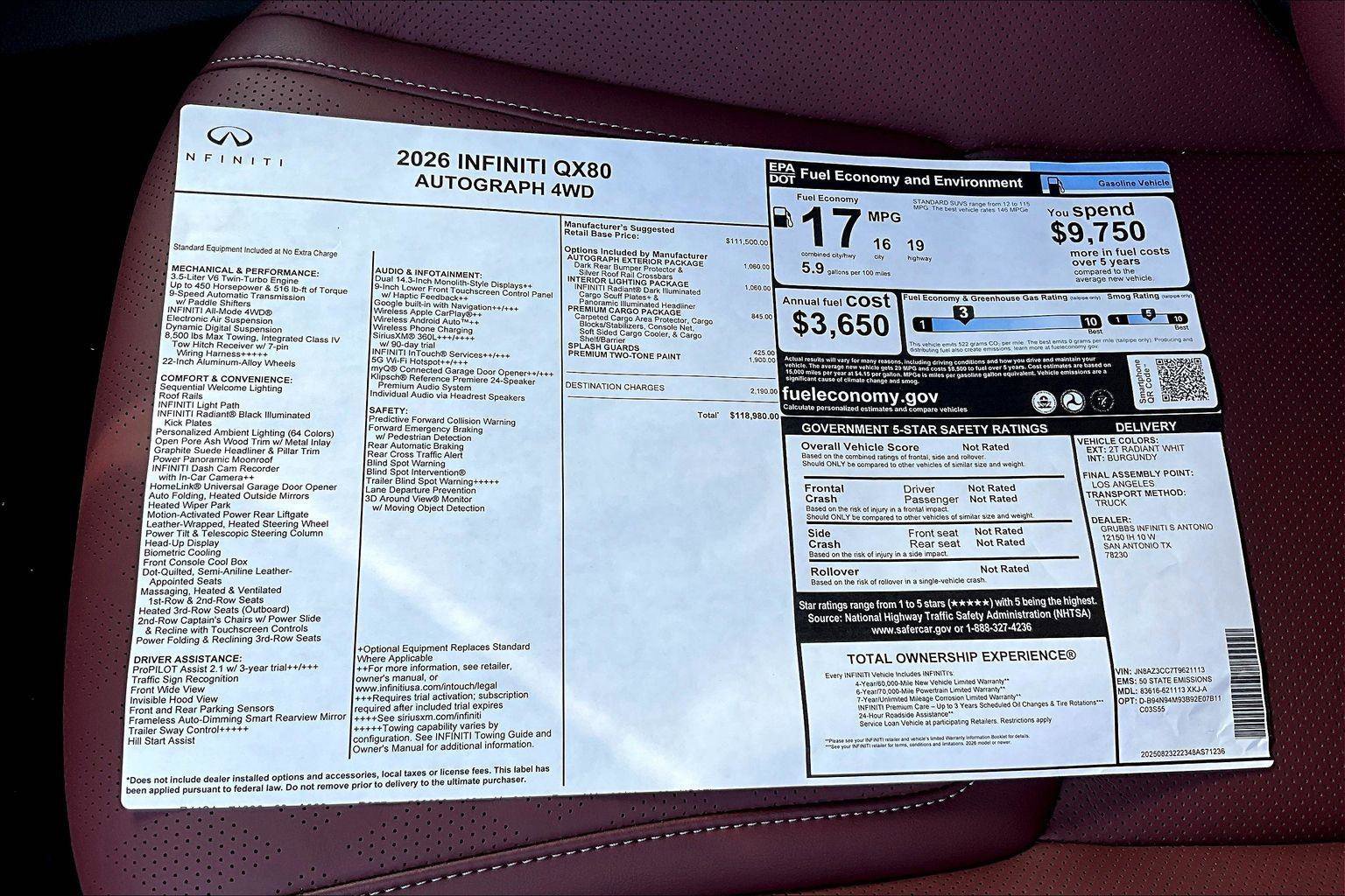 New 2026 INFINITI QX80 Autograph image 20
