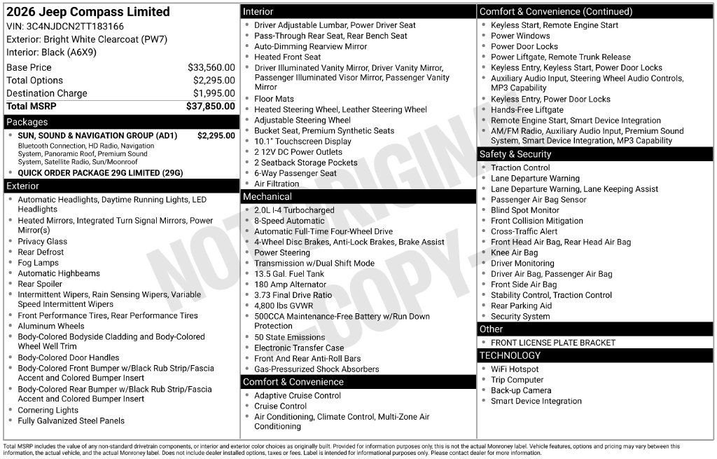 New 2026 Jeep Compass Limited w/ Sun, Sound & Navigation Group AWD/4WD image 33