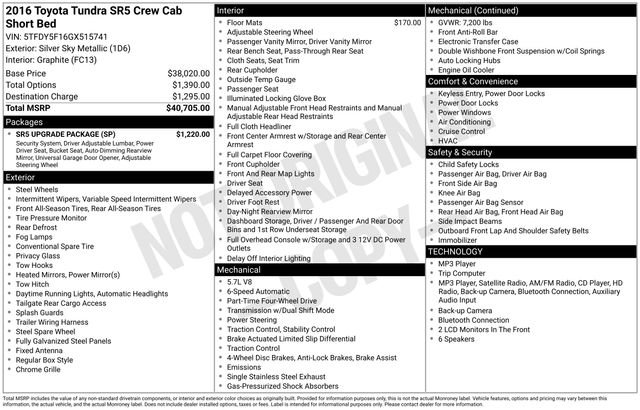 Used 2016 Toyota Tundra SR5 w/ SR5 Upgrade Package AWD/4WD image 33