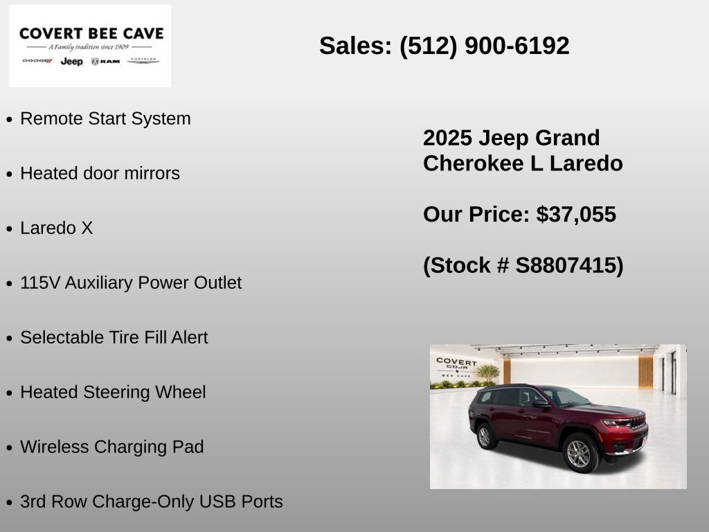 New 2025 Jeep Grand Cherokee L Laredo w/ Luxury Tech Group I RWD image 25