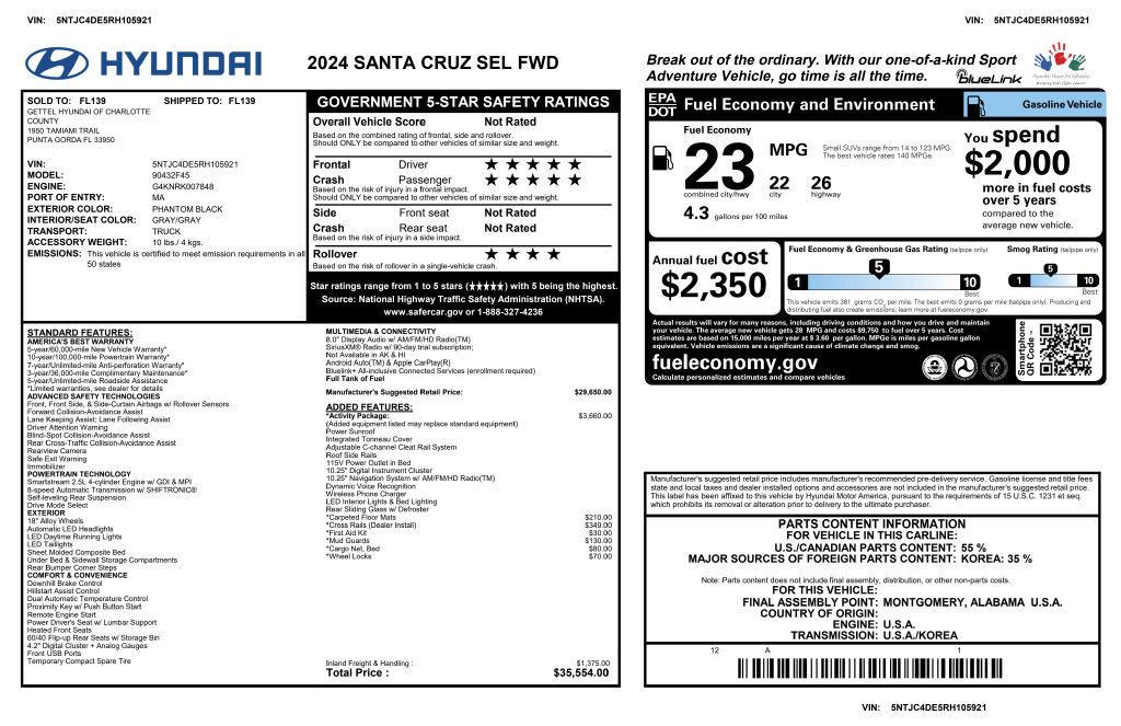 Used 2024 Hyundai Santa Cruz SEL w/ Activity Package FWD image 48