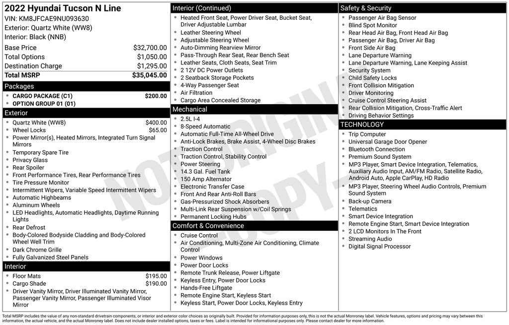 Used 2022 Hyundai Tucson N Line w/ Cargo Package AWD/4WD image 32