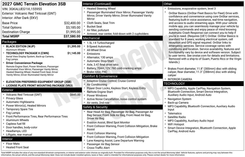 New 2027 GMC Terrain Elevation w/ Black Edition AWD/4WD image 5