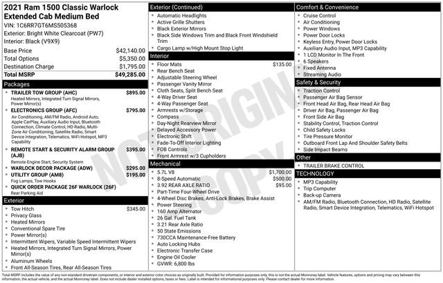 Used 2021 RAM 1500 Classic Warlock w/ Trailer Tow Group AWD/4WD image 33