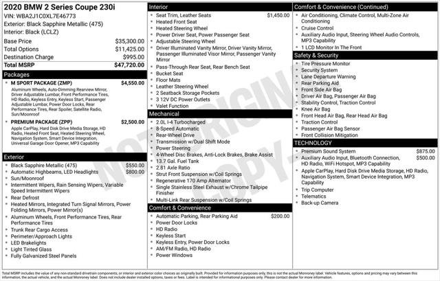 Used 2020 BMW 230i Coupe w/ M Sport Package RWD image 2