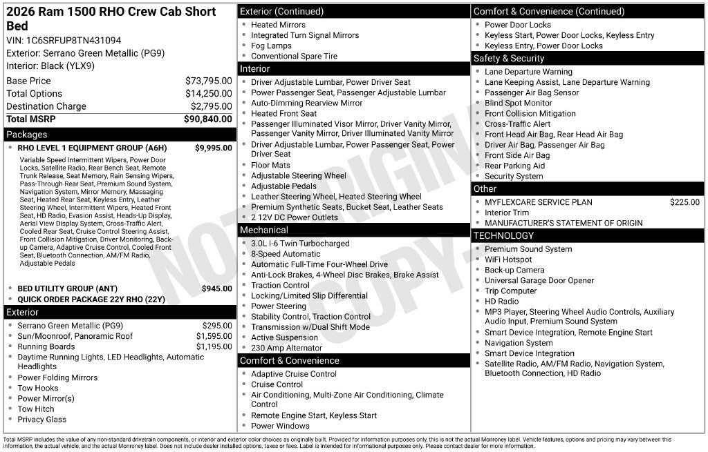 New 2026 RAM 1500 RHO w/ RHO Level 1 Equipment Group AWD/4WD image 4