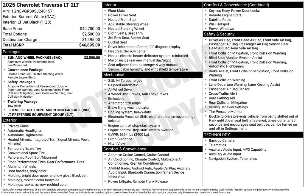 Used 2025 Chevrolet Traverse LT w/ Sun and Wheel Package image 2