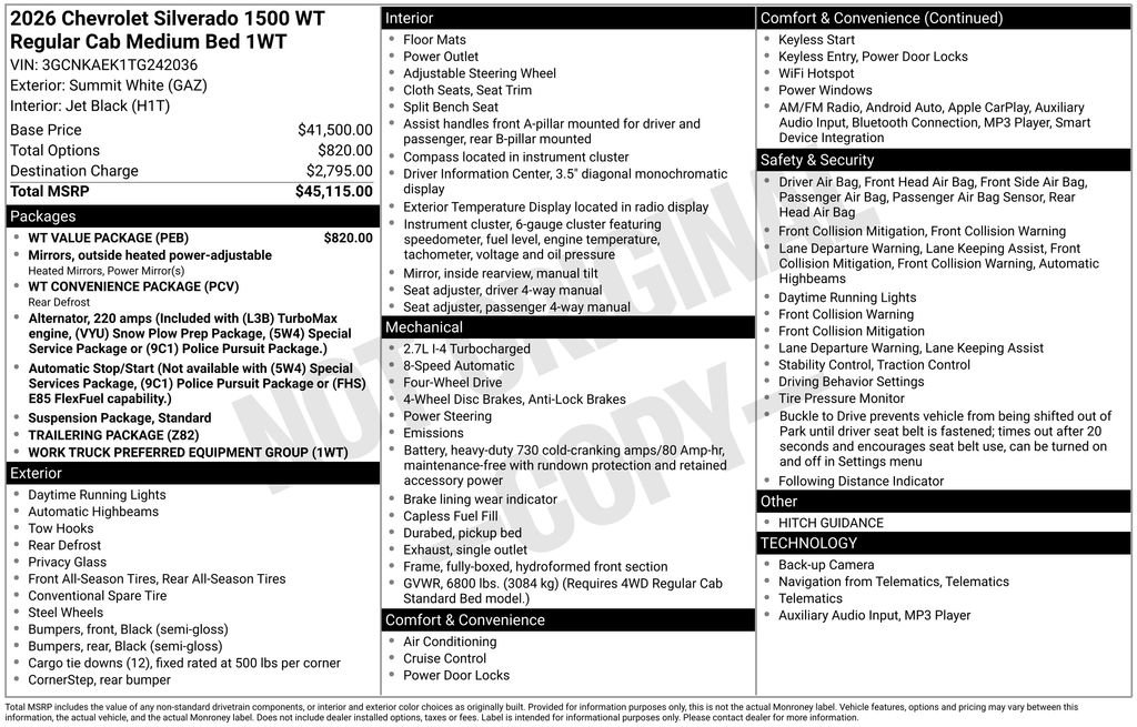 New 2026 Chevrolet Silverado 1500 W/T w/ WT Value Package image 4