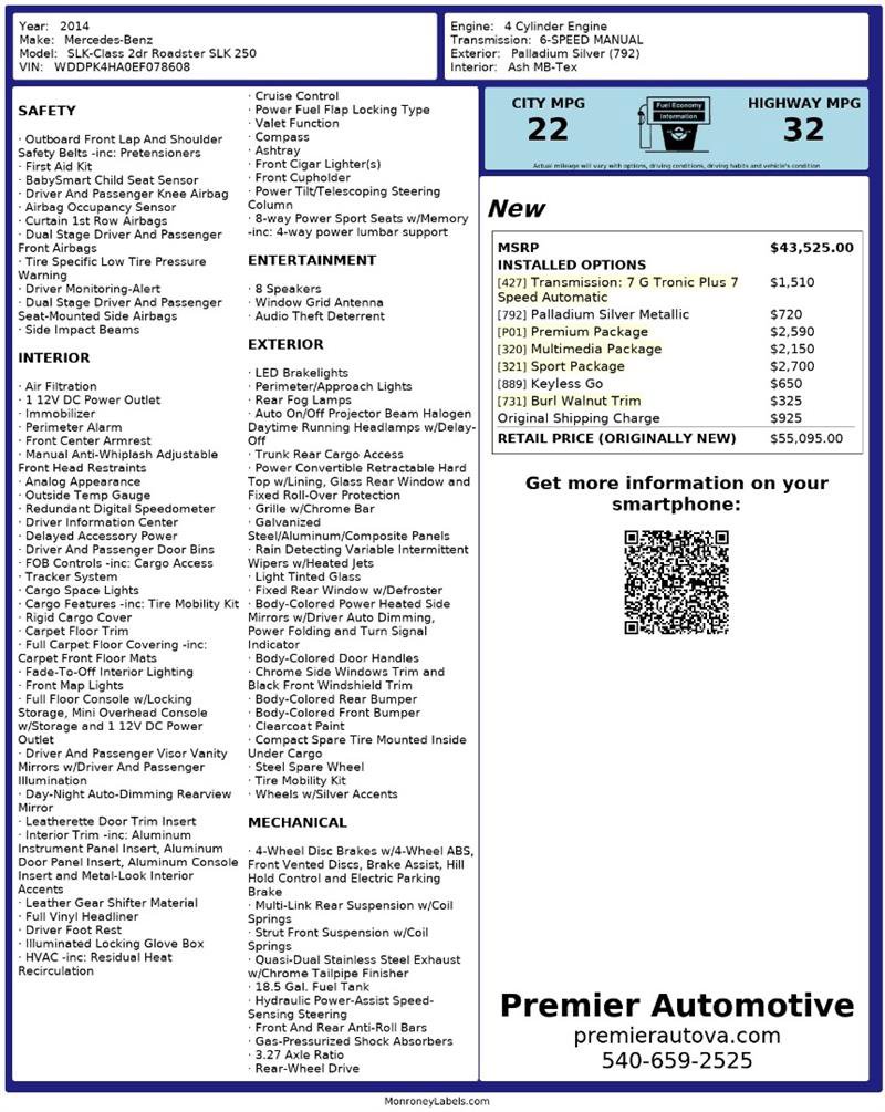 Used 2014 Mercedes-Benz SLK 250 SLK 250 w/ Sport Package image 8