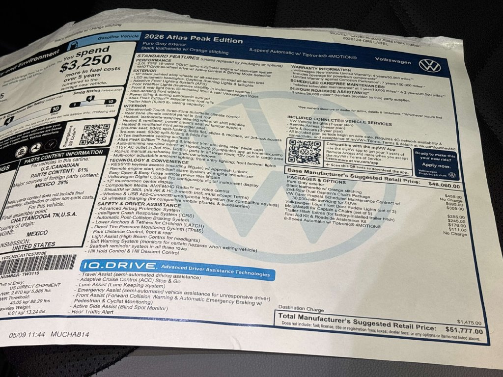 New 2026 Volkswagen Atlas Peak Edition AWD/4WD image 11