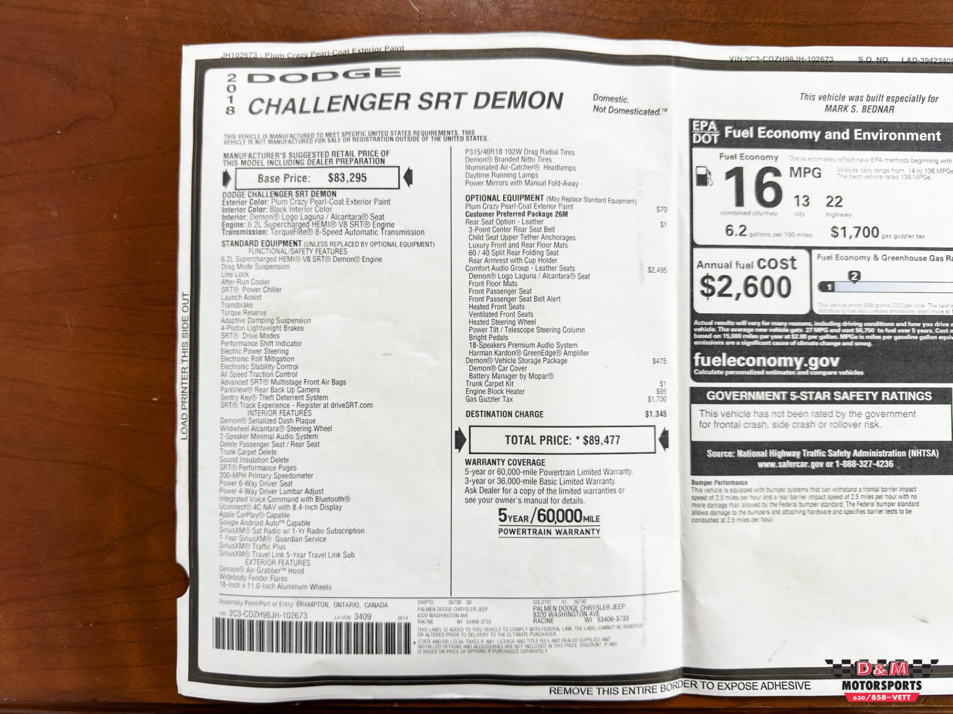 Used 2018 Dodge Challenger SRT Demon RWD image 57