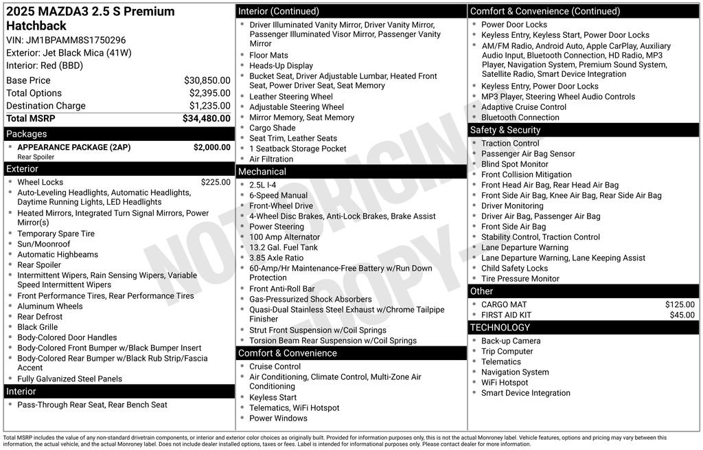 Used 2025 MAZDA MAZDA3 2.5 S Hatchback w/ Appearance Package image 34