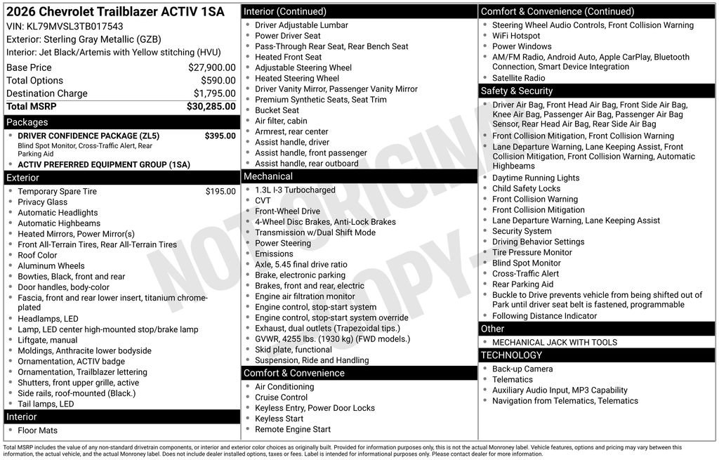 Certified 2026 Chevrolet TrailBlazer ACTIV w/ Driver Confidence Package FWD image 26