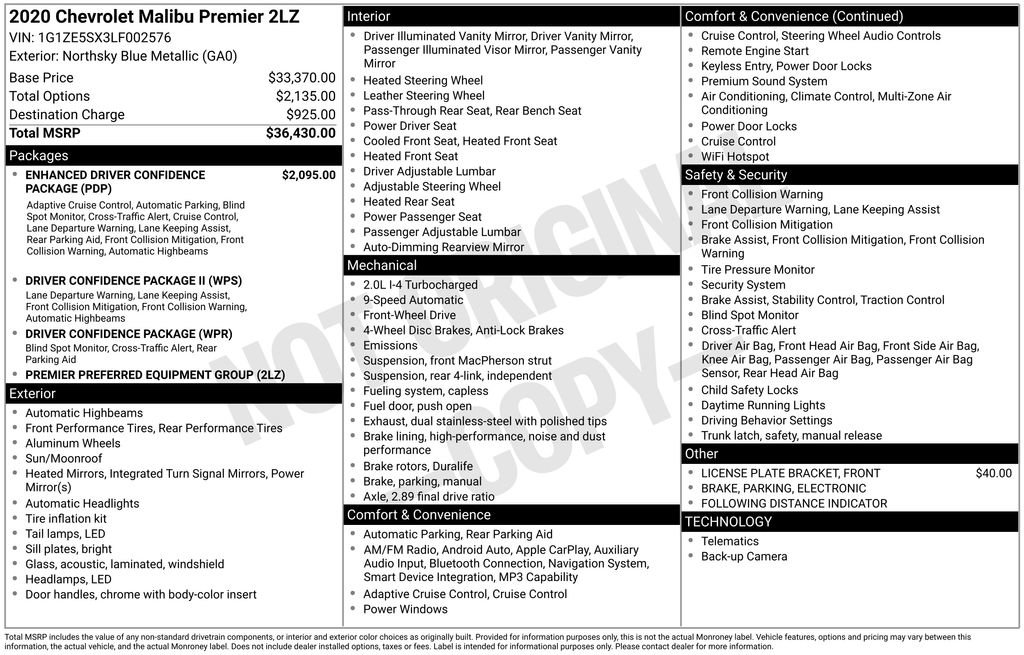 Certified 2020 Chevrolet Malibu Premier FWD image 5