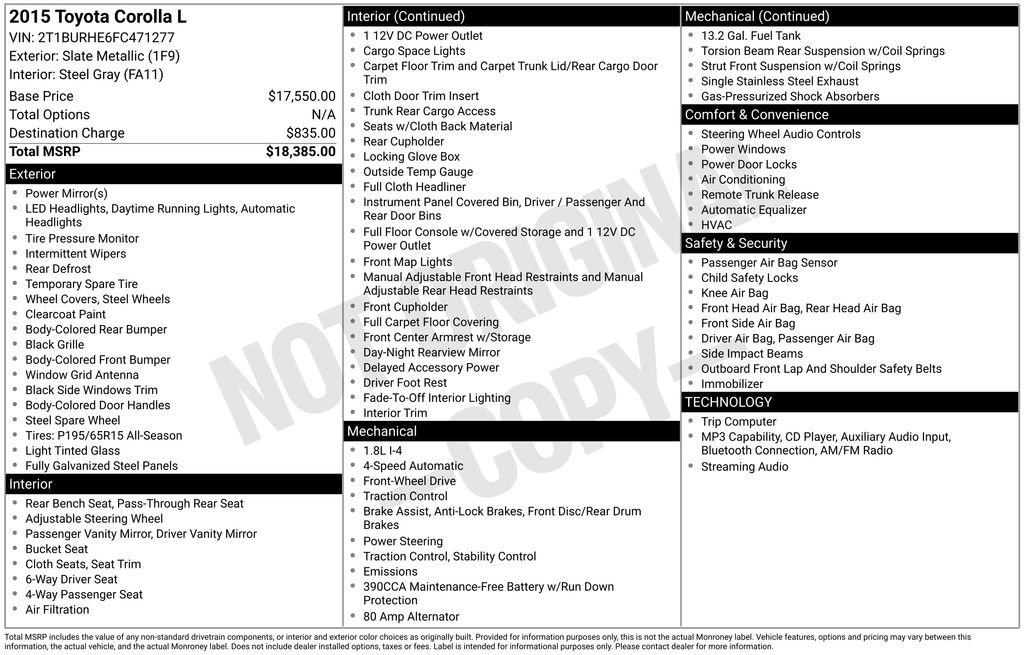 Used 2015 Toyota Corolla L image 2