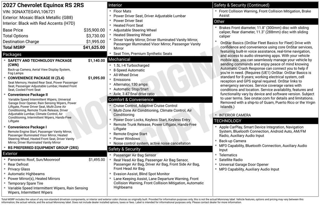New 2027 Chevrolet Equinox RS w/ Safety and Technology Package AWD/4WD image 22