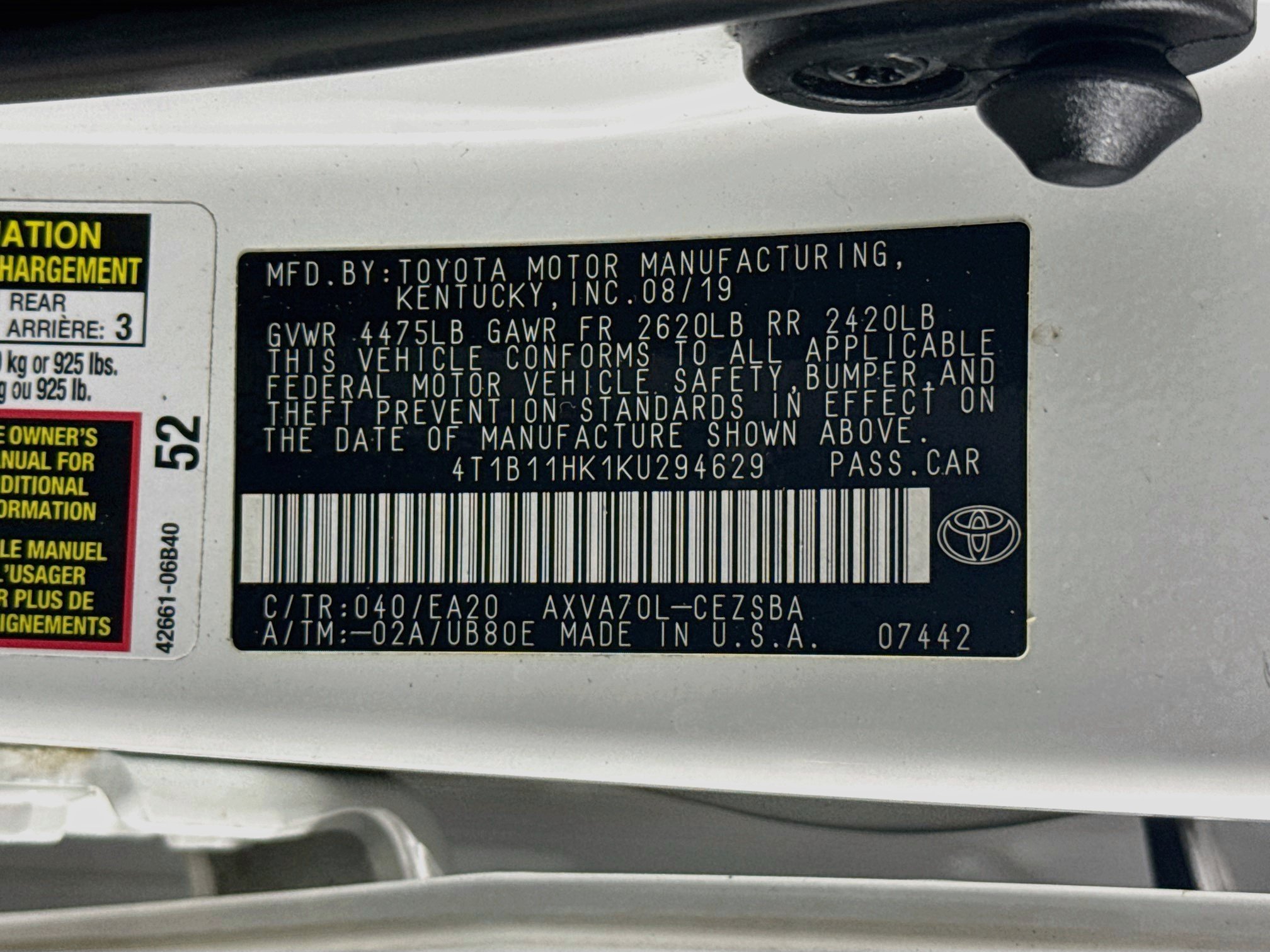 Used 2019 Toyota Camry SE FWD image 36