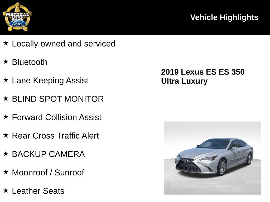 Used 2019 Lexus ES 350 Ultra Luxury w/ Accessory Package 2 FWD image 2