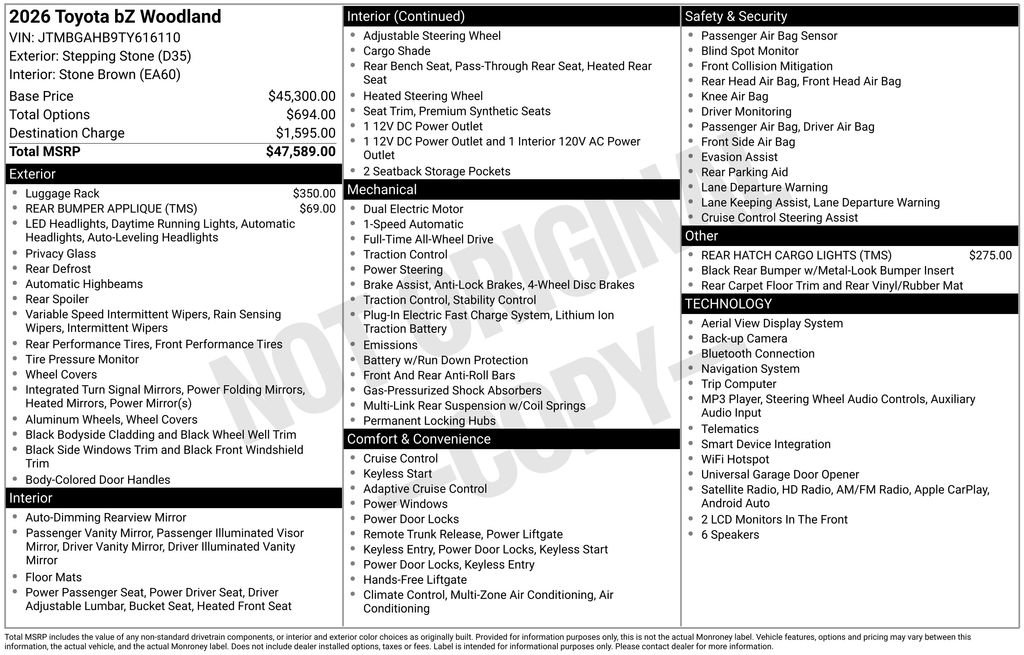 New 2026 Toyota bZ Woodland AWD/4WD image 4