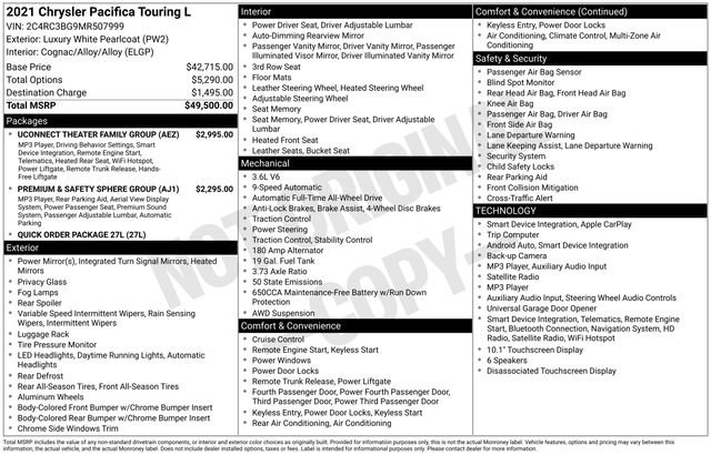 Used 2021 Chrysler Pacifica Touring-L w/ Uconnect Theater Family Group AWD/4WD image 34