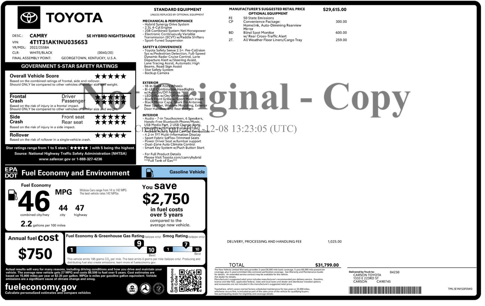 Used 2022 Toyota Camry Nightshade w/ Convenience Package image 51