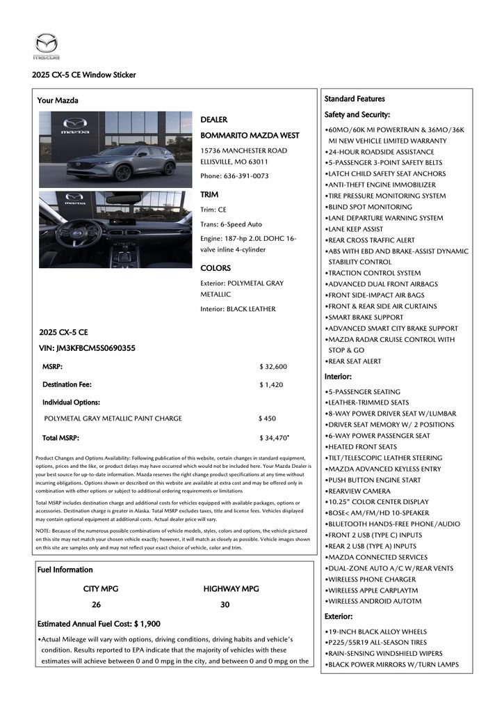 Used 2025 MAZDA CX-5 Carbon Edition AWD/4WD image 2