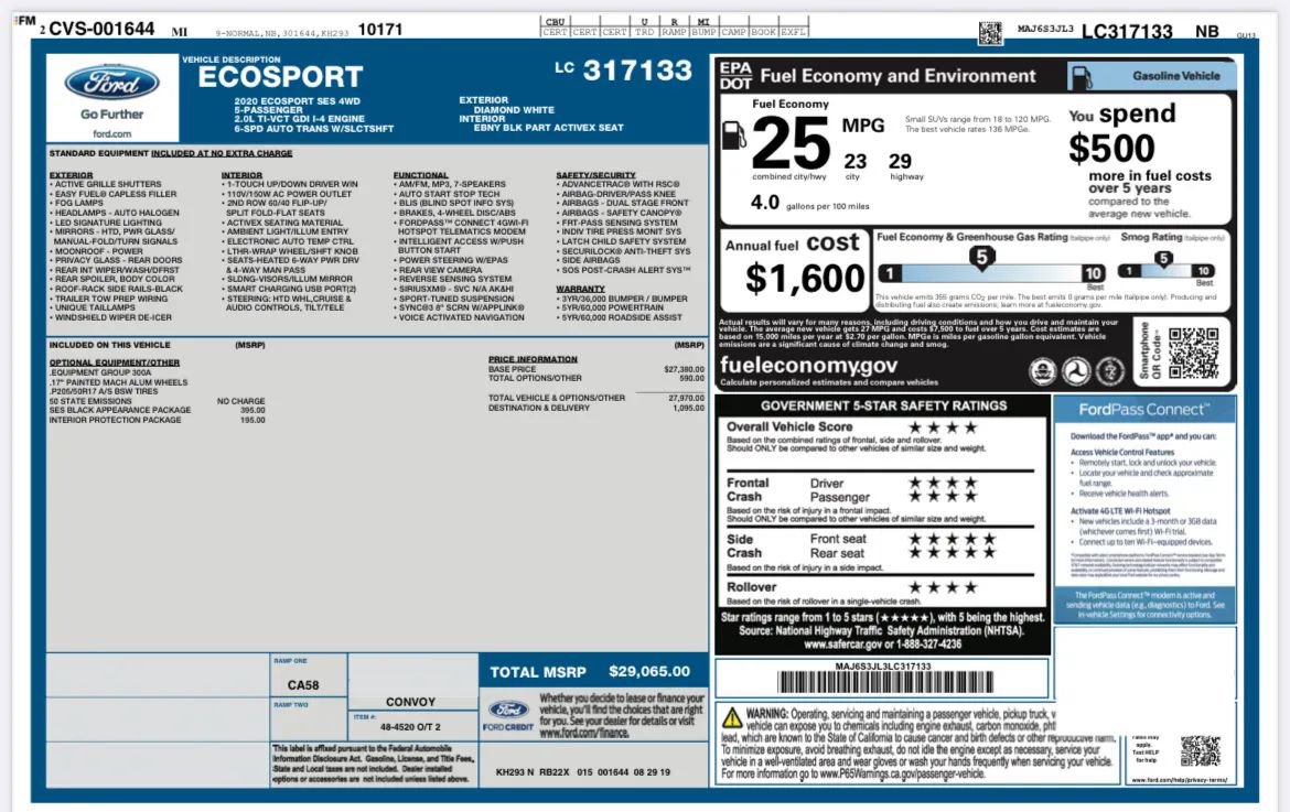 Used 2020 Ford EcoSport SES w/ SES Black Appearance Package image 36