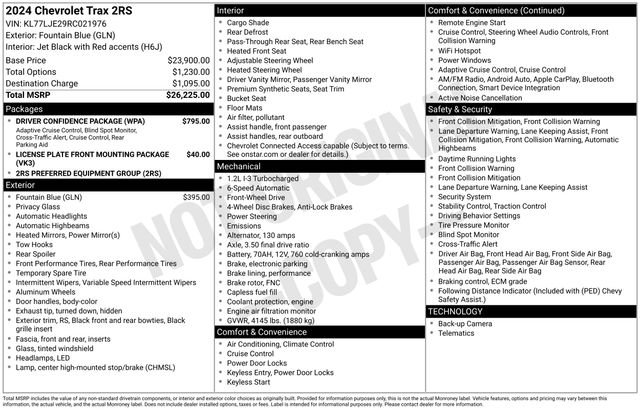 Certified 2024 Chevrolet Trax RS w/ Driver Confidence Package image 6