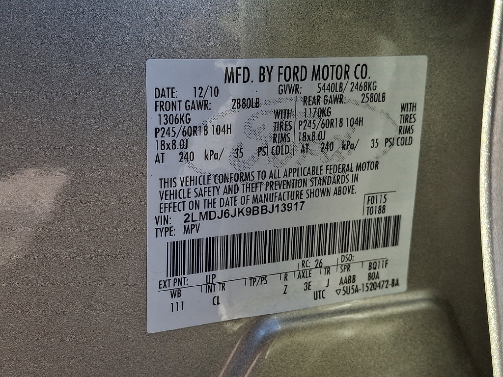 Used 2011 Lincoln MKX 2WD w/ 101A Rapid Spec Order Code image 25