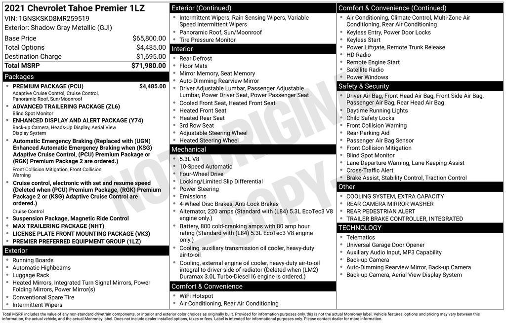 Used 2021 Chevrolet Tahoe Premier w/ Premium Package image 39