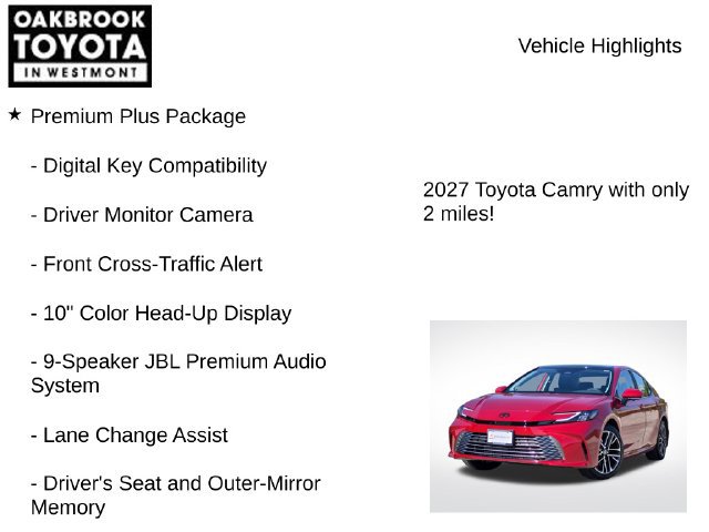 New 2027 Toyota Camry XLE w/ Premium Plus Package AWD/4WD image 7