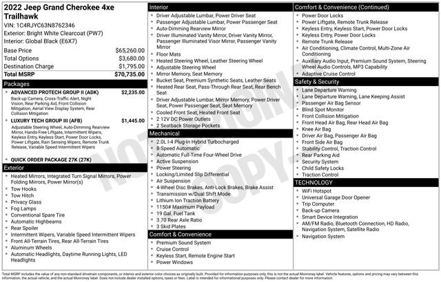 Used 2022 Jeep Grand Cherokee Trailhawk w/ Advanced Protech Group II image 4