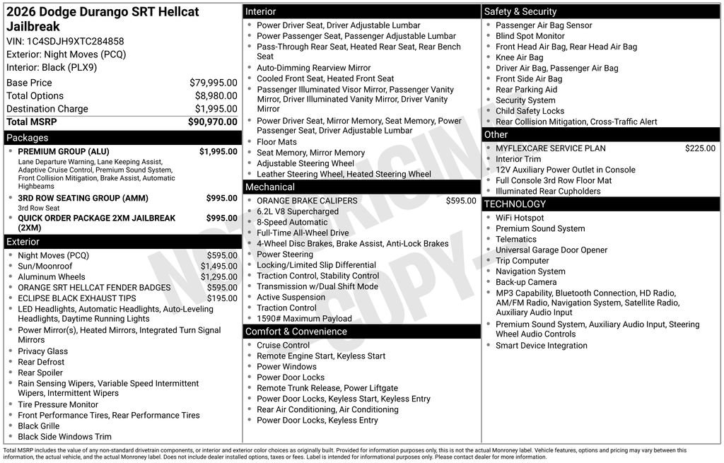 New 2026 Dodge Durango SRT Hellcat w/ Premium Group AWD/4WD image 37