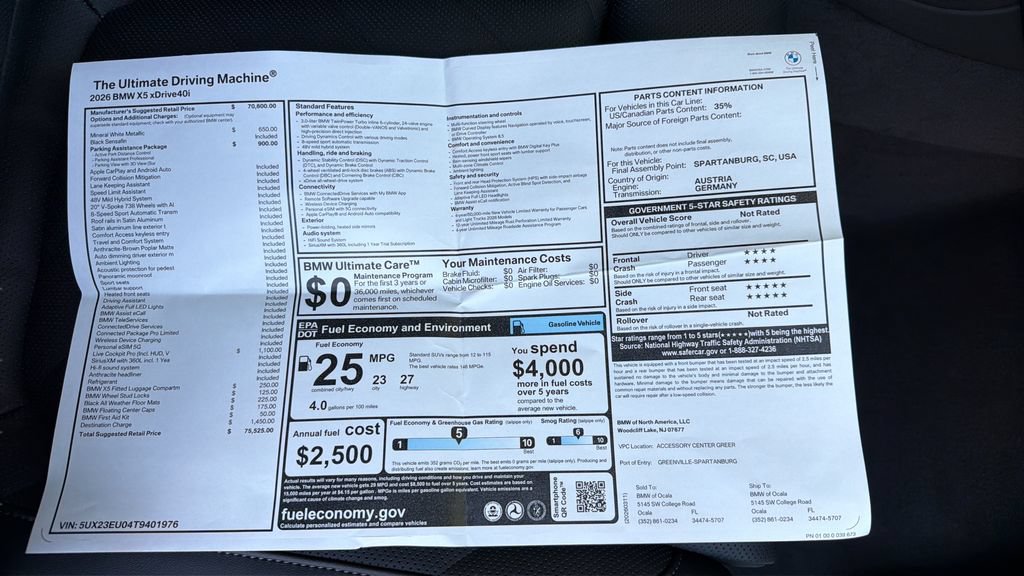 Certified 2026 BMW X5 xDrive40i w/ Parking Assistance Package AWD/4WD image 22