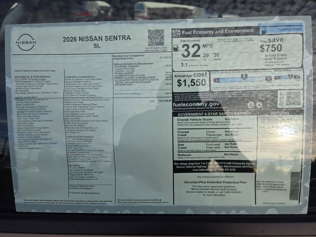 New 2026 Nissan Sentra SL w/ Floor Mat Package FWD image 30