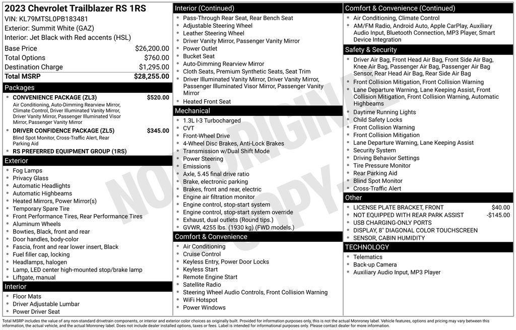 Used 2023 Chevrolet TrailBlazer RS w/ Convenience Package FWD image 34