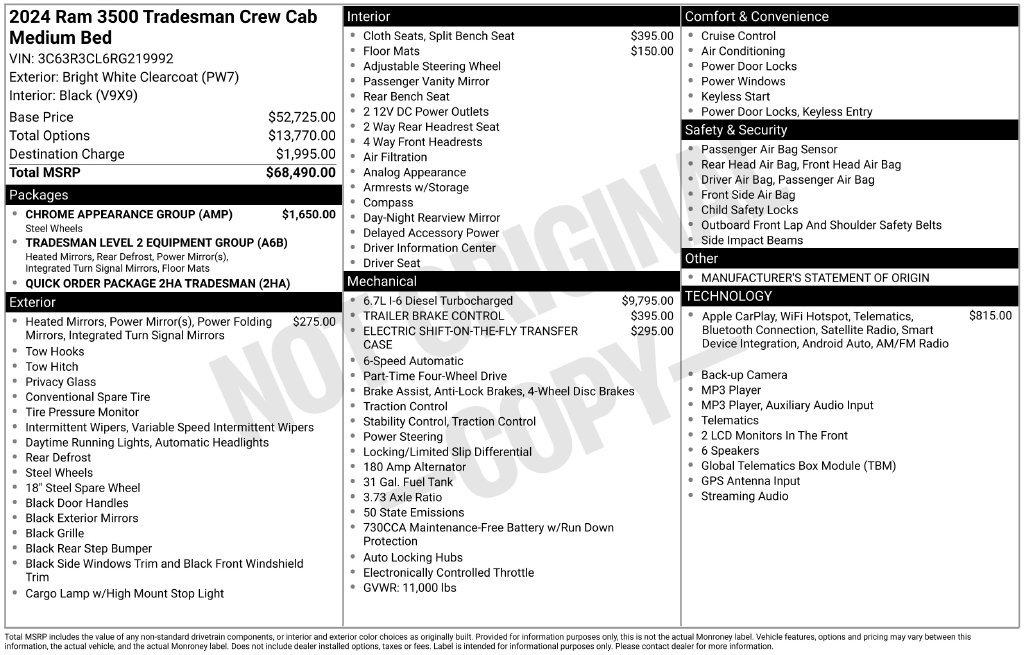 Certified 2024 RAM 3500 Tradesman w/ Chrome Appearance Group AWD/4WD image 3
