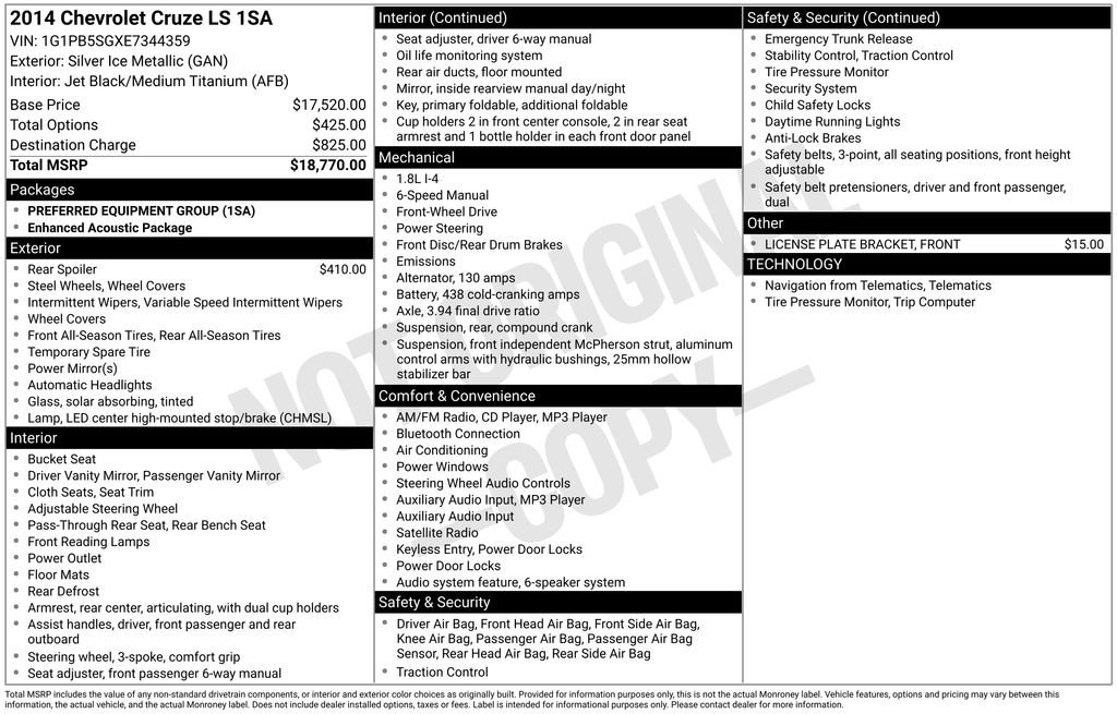 Used 2014 Chevrolet Cruze LS FWD image 15