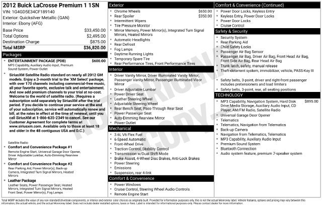 Used 2012 Buick LaCrosse Premium w/ Entertainment Package FWD image 29