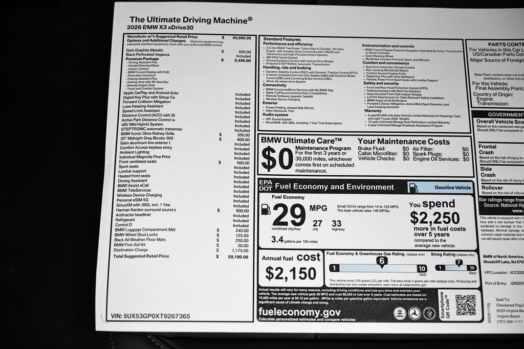 New 2026 BMW X3 xDrive30 w/ Premium Package image 40