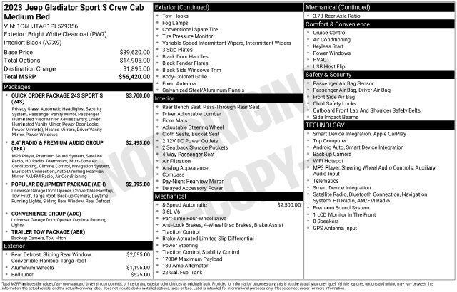 Used 2023 Jeep Gladiator Sport AWD/4WD image 12