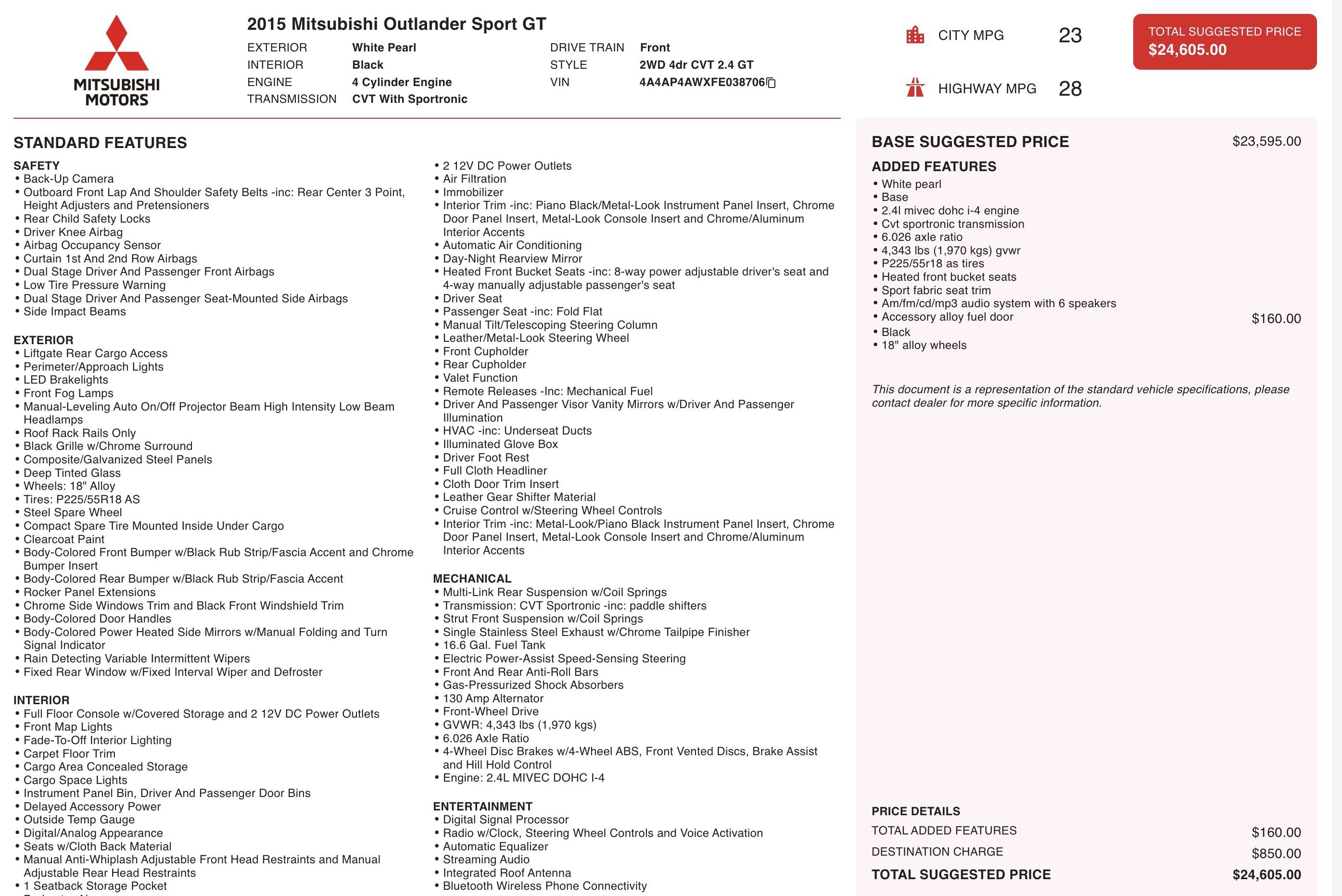 Used 2015 Mitsubishi Outlander Sport GT image 4