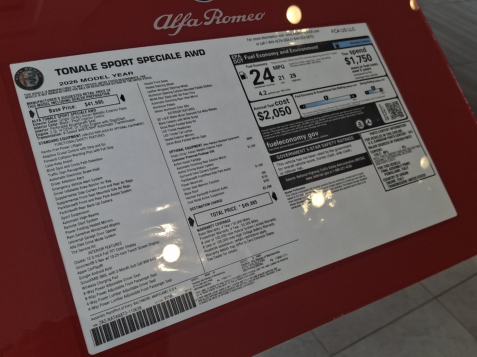 New 2026 Alfa Romeo Tonale w/ Active Assist Package AWD/4WD image 20