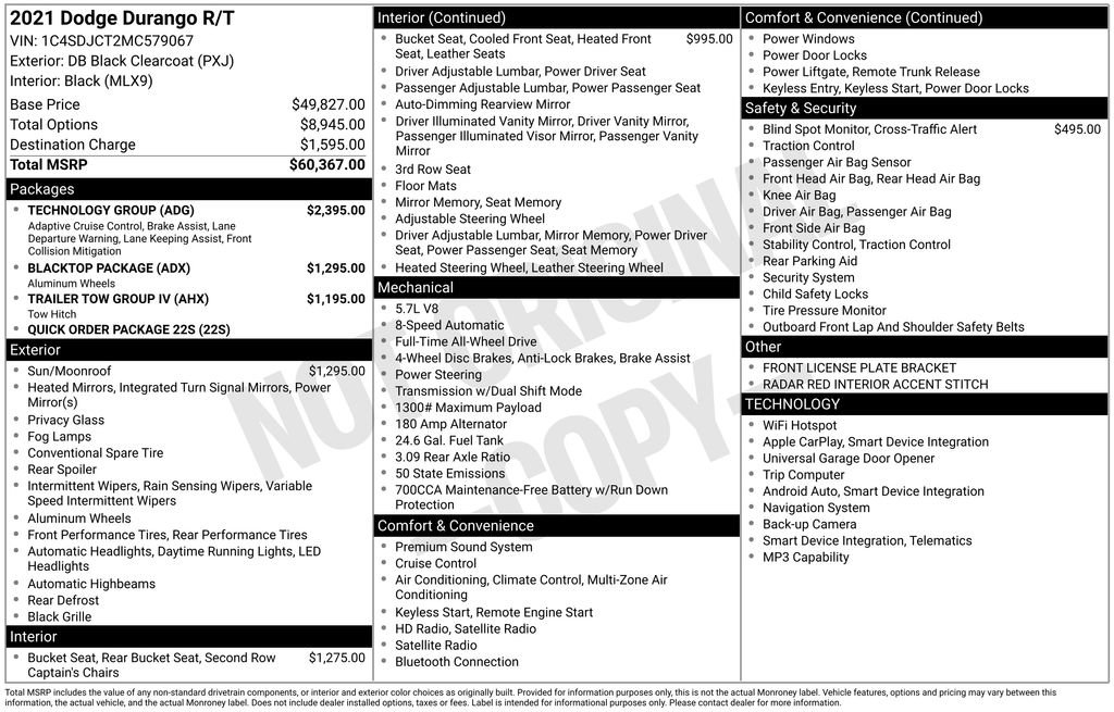 Certified 2021 Dodge Durango R/T w/ Technology Group image 7