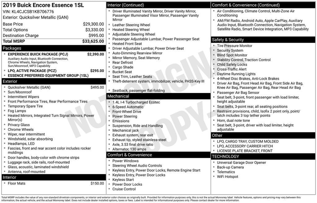 Certified 2019 Buick Encore Essence w/ Experience Buick Package FWD image 11