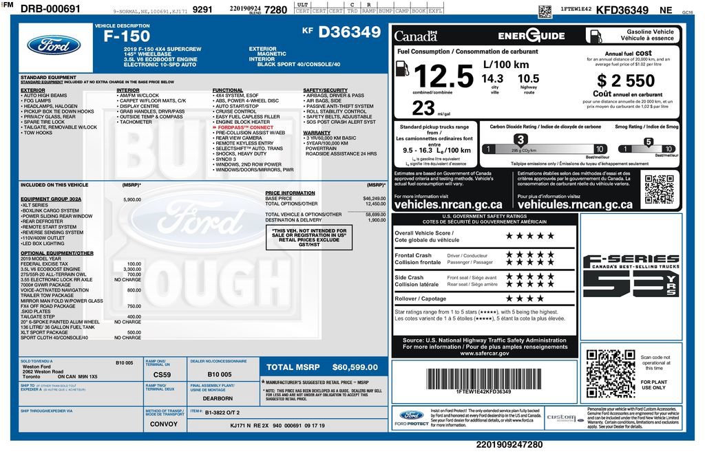 Used 2019 Ford F150 XLT w/ Equipment Group 302A Luxury AWD/4WD image 2