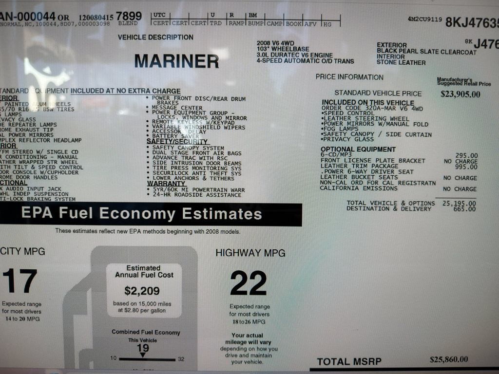 Used 2008 Mercury Mariner 4WD V6 image 25