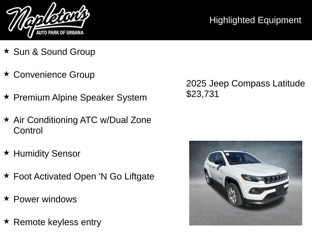 Used 2025 Jeep Compass Latitude w/ Sun & Sound Group image 3