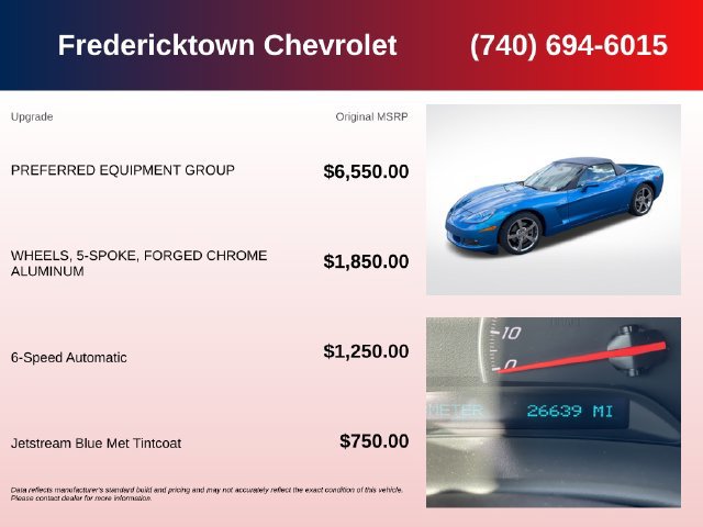 Used 2009 Chevrolet Corvette Convertible w/ Preferred Equipment Group RWD image 6